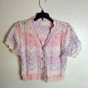 Greenwich V. Cottagecore Crochet Crop cardigan Sz M